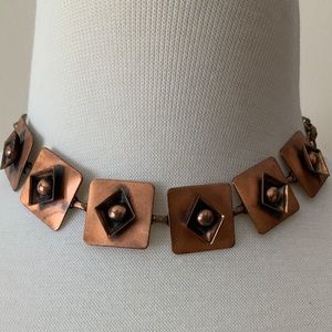 Vintage Copper Modern Abstract Choker Necklace